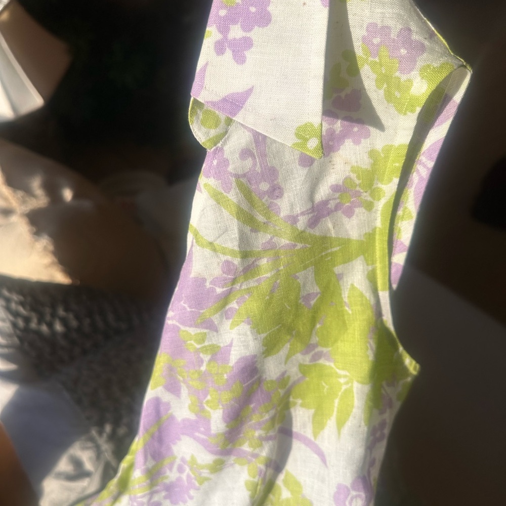 Loro Piana Purple and Green Linen Blouse - Picture 9 of 16